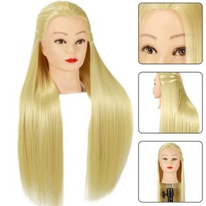 Mannequin Heads 60 cm 100% de alta temperatura de fibra óptica Cabelo loiro Modelo Humano Cabeça para estilos de treinamento tranças penteados e cabeças de boneca Q240510