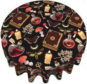 Tischtuch Gothic Schmetterling Pilz Magie Runde Abdeckung Polyester Flecken und Faltenbeständigkeit für Küche Esskaffee