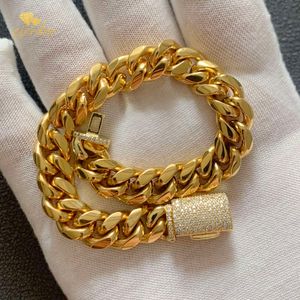 Men Women Gold platied bracelet Miami Cuban Chain 8/10/12MM Luxury Moissanite Designer Jewelry chain charm bracelets