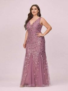 Runway Dresses Plus size sleeveless cocktail dress with V-neck and back mermaid party ball dress sheer sequins all estidoes for womenL2405