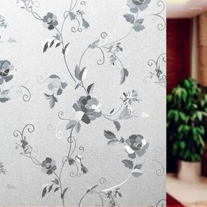 Window Stickers 3D Rose Flower Pattern Glue-free Electrostatic Glass Sticker Opaque Pvc Insulation Film Bathroom Kitchen Frosted
