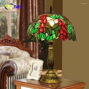 Tischlampen fumat europäische pastorale Traube Tiffany Buntglas Barock Retro Dragonfly Wohnzimmer Esszimmer Schlafzimmer Nachtlampe