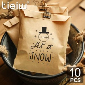 Подарочная упаковка 10 кусочков Let It It Snow Print Snowman Candy Gift Bag Крафт