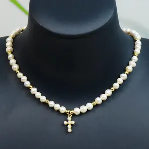 Подвесные ожерелья 3 штуки проектируют пресноводные жемчужные ожерелье Женщины Ювелирные изделия Элегантный юго -юрнивый крест 21141