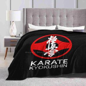 Coperte Kyokushin Simbolo di karate e Kanji White Testo morbido Tigre Tiger Asian Martial Arts Warrior Red