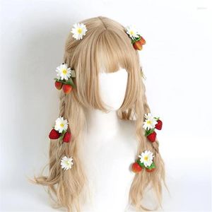 Partyversorgungen handgefertigt Erdbeer süße Lolita Hair Pin Daisy Flower Mori Girl Picknickkante Clip B2402