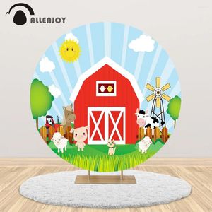 Dekoracja imprezy Allenjoy Farm Animal House Zoen okrągły tła okrąg