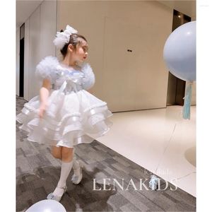 Girl Dresses Summer Baby Children Princess White Skirts Dance Elegant Wedding Backless Birthday Gala Cute Party Dress Prom Cake