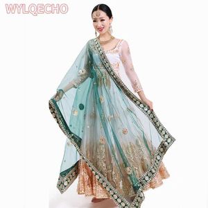 Ethnic Clothing Indian Sari Scarf Net Embroidered Ethnic Indian Pakistani Clothing Silk Headband Muslim Shawl Headband Women (Dupatas Only)L2405