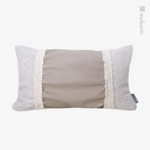 Pillow Modern And Simple Beige Leather Stitching White Waist Middle Fold El By Bag Square Sofa Bedroom