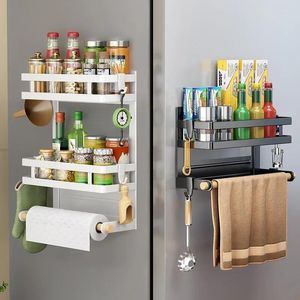 Kitchen Storage Magnetic Refrigerator Shelf Non-Tracking Mount Fridge Side Cling Film Towel Hanging