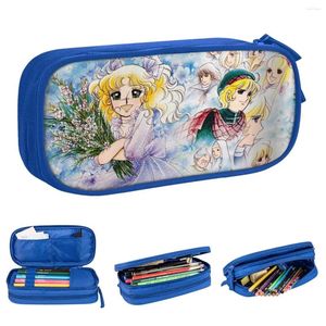 Candy Anime Pencil Case Japanese Pencilcases Pen Holder For Girls Boys Stora lagringsväska Studenter skoltillbehör