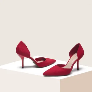 Scarpe eleganti femminili rossi donne da 8 cm con tacchi alti tacchi dride pompe sposa puntata in microfibra in pelle scamosciata in pelle scamosciata in pelle scamosciata quotidianamente scarpa