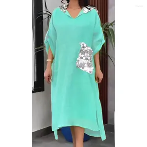 Casual Dresses Cotton And Linen Loose Women's Dress Oversized Hooded Spring Autumn Sequin Party Sparkly Long YK