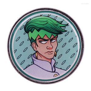 Броши Jojos Bizarre Adventure Brooch To Satwing Kishibe Rohan Badge Green Hair Cartoonist Anime Pins Модные украшения