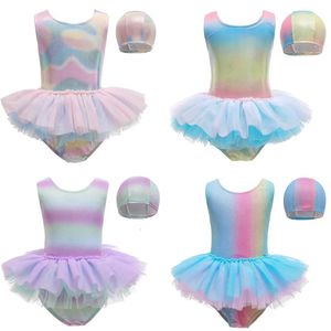 Southeast Asian Style One-Swimwear in un pezzo per bambini Girls Sweet Princess Ballet Swim costume da bagno con glitter Bapple Girls Beach Kid 240511