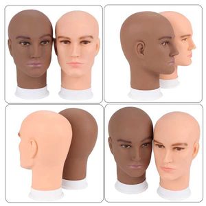 Mannequin Heads Pussign Realistic Plastic Male Mannequin Fake Head som används för hatt/peruk/mask/solglasögon Display Wig Q240510