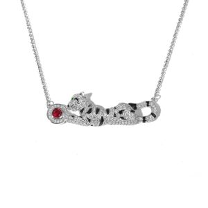 Top Designer Necklace Card S925 Silver Leopard Collana Womens Card Full Body Silver Home Hage Style Money Leopard Necklace High Carbon Diamond