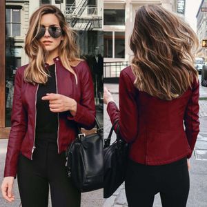 Autumn New and Winter Womens Fashion Leather Pu Suit Jacket