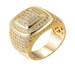 Personliga smycken Guldvitt guldpläterade mens diamant Iced Out Man bröllopsförlovningsringar Square Pinky Ring For Men Gifts4142992