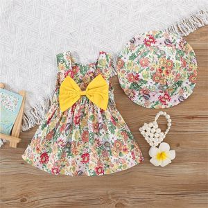 Vestidos de menina 2pcs/verão vestido de algodão de flor de bebês