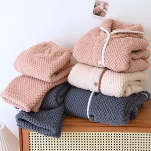 Hemkläder vinter varma par pajamas korall fleece förtjockad mode cardigan pyjama set män kvinnor rosa tvådelar loungekläder