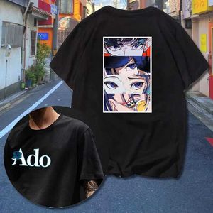 Мужские футболки Hip-Hop Ado Singer Футболки Kyogen Альбом Merch Summer Women Men Мода Casual Cotton Slve T