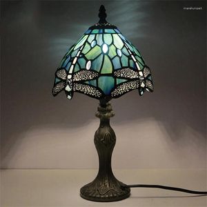 Lampy stołowe Temar Tiffany Lampa Nowoczesna kreatywna Dragonfly Wzór Dekor