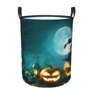 Borse per lavanderia cestino pieghevole per abiti sporchi Halloween Pumpkin Head Lantern Storage Hamper Kids Home Organizzatore