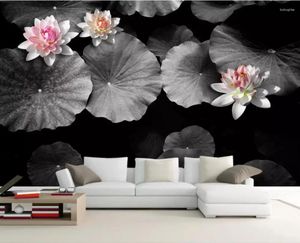 Bakgrundsbilder blommiga och svala bländande svartvit endast vacker lotus väggmålning kinesisk stil bakgrund