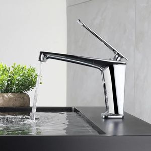 バスルームシンクの蛇口Skowll Vanity Faucet Deck Mountシングルホール盆地ミキサーマットブラック20241