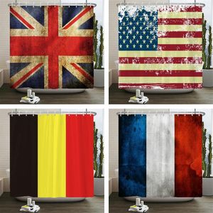 Curtains de chuveiro American e britânica bandeiras nacionais de cortina impressão de banheiro