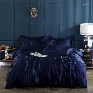 Bedding Sets Pure Satin Silk Set Home Textile King Size Bed Bedclothes Duvet Cover Flat Sheet Pillowcases Wholesale