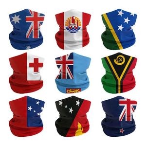 Mode ansiktsmasker nacke gaiter oceania nationella flaggor bandana sömlöst rör kvinnor vandring halsduk australien nya zealand uv skydd män cykeltäcke Q240510