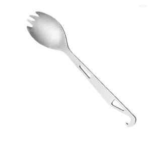 Ложевые ложки кемпинга 2 в 1 дизайн Sliver Titanium Spork Легкий суп многоразовый для пикника.