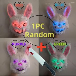 Party Supplies 1PC Random EL Wire Mask With Knife Masquerade LED Glowing For Birthday Wedding Cosplay Halloween