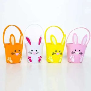 Tavşan tavşan paskalya şekli kova sepeti yumurta namlu çantaları çocuklar şeker yumurtaları depolama çanta parti hediye çantası 0123 s