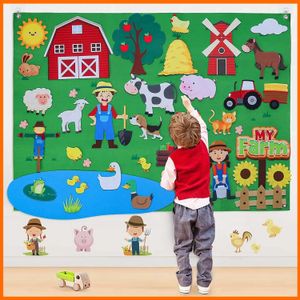 Animal Felt Story Board Sammlung für Farbtiere Kindergarten und Bauernhaus Thema Frühes Lernen Interaktive Spiel 240511
