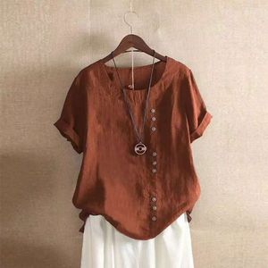 Womens Cotton Linen Jacket Large Casual Loose Cotton Linen T-shirt Cotton Linen Womens Large Womens short sleeved shirt womens designer clothing 34NP