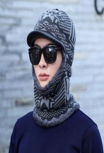 Simple man Skullies Beanies Riding Windproof Mask Ear Protect Balaclava Winter Hats For man Thick Warm Knitted Cap9164929