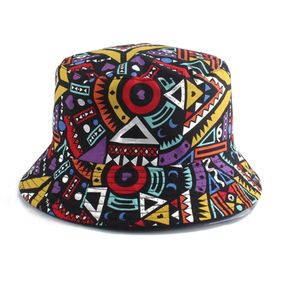 Mężczyźni Kobiet rybakowy kapelusz Vintage Druk Panama Buły Reversible Bob Chapeau Femme Retro Hip Hop Cap Gorros 2205136311094