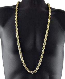 8mm tjock 76 cm långt fast rep Ed -kedja 24K guld silverpläterad hiphop ed kedjehalsband för mens3806232