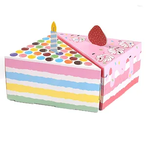 Wrap regalo 8pcs/set Triangle Cake Shape Birthday Party Box Rosa Tavolo da matrimonio Sweet Impostazione Candy Bombons Decoration Supply