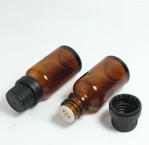 Storage Bottles 200pcs/lot 15ml Amber Glass Bottle With Reducer Dropper And Tamper Evident Lid Essential Oil Wholesale