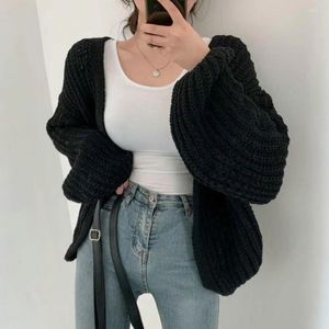 Women's Knits Batwing Sleeve Cardigan Cozy Knitted Sweater Coat For Women Warm With Long Sleeves Loose Fit Autumn Winter
