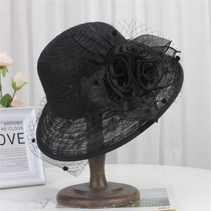 Audrey Hepburn Straw Hat Sunken Modeling Tool Bell-Shaped Big Brim Hat Vintage High Pretend Bility Tourist Beach Atmosphere Yyyy