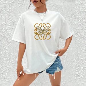 Fashionable Womens Oversized Versatile T-shirts for Summer Sweet High Street Alphabet Tee Lady Cloth Luxury Top Camisetas Mujer 240513