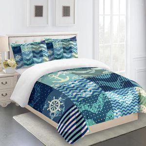 Bedding Sets ALWSREH Home Textiles Quilt Cover Set Luxury Blue Teen Children Navy Style Pillowcases Bedroom Full Size Cute Kawaii