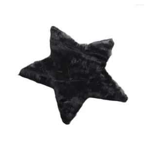 Pillow Star Shaped Plush Creative Carpet Rug Ground Mat Tea Table Mats For Home Decoration 1pc ( Black )