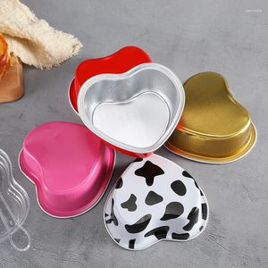 Einwegbecher Strohhalm 50pcs Netz rot kreativer Aluminiumfolie Zinn Tasse Kuchenbox Herz Form Backform Haushalt Haushalt DIY Gefällt mir Gebäck Dessert Dessert